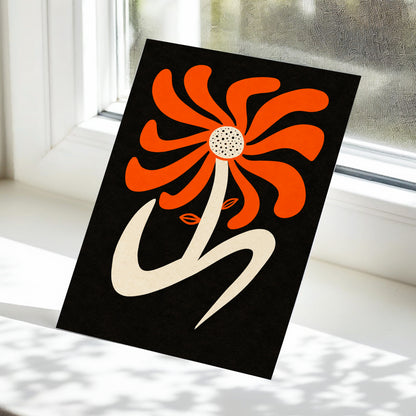 Ember Petal Dance, orange, black, beige floral wall art displayed in a styled interior, gallery view 5