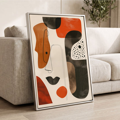 Ember Rhythm, black, beige, orange abstract wall art displayed in a styled interior, gallery view 2