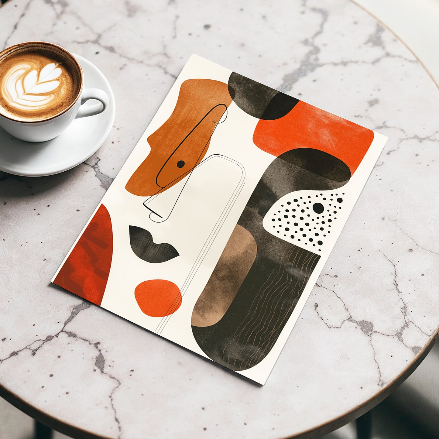 Ember Rhythm, black, beige, orange abstract wall art displayed in a styled interior, gallery view 3