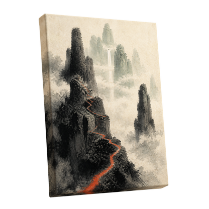 Ember Ridge, black, gray, beige nature wall art shown as a stretched canvas wall art