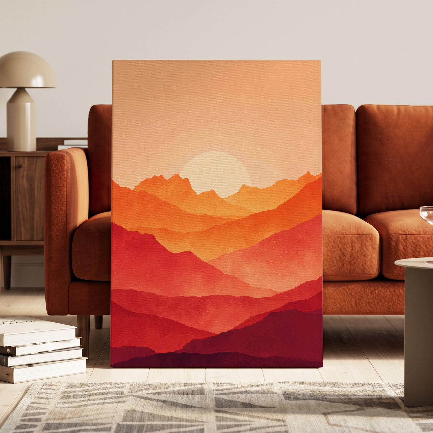 Ember Ridge Sunset – canvas wall art in a styled interior, gallery view 1
