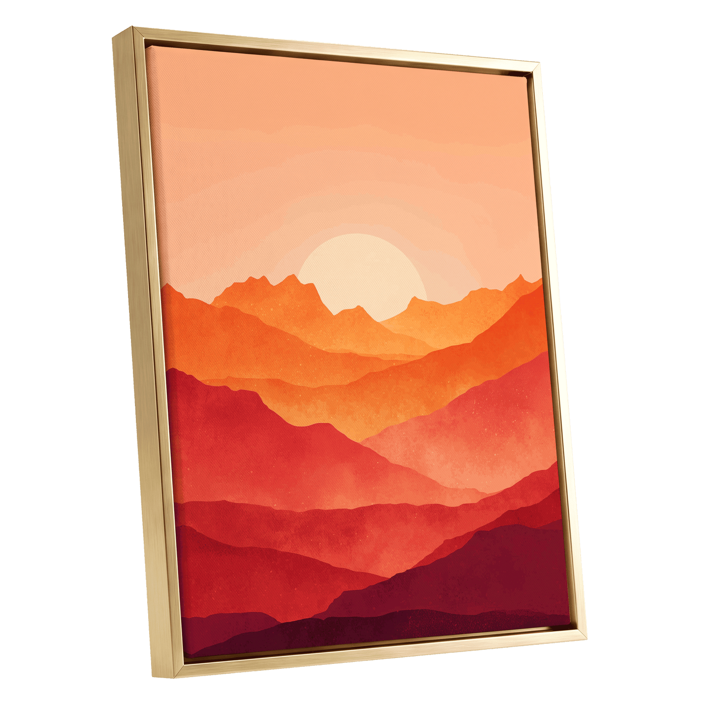 Ember Ridge Sunset – gold framed canvas option