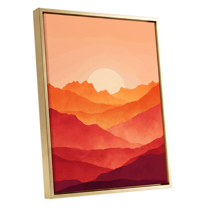 Ember Ridge Sunset – gold framed canvas option