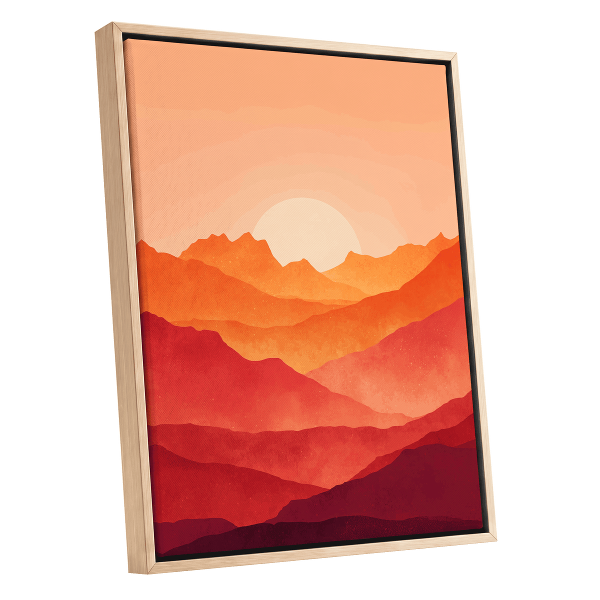 Ember Ridge Sunset – oak framed canvas option