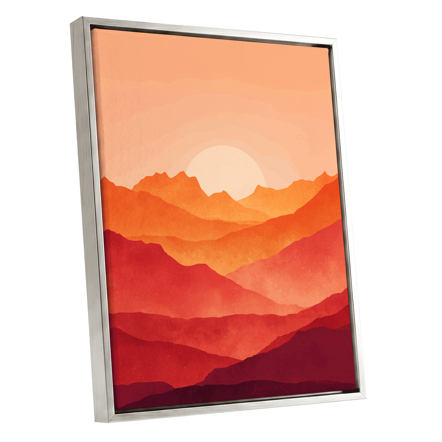 Ember Ridge Sunset – silver framed canvas option