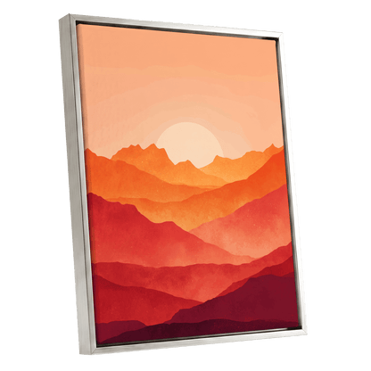 Ember Ridge Sunset – silver framed canvas option