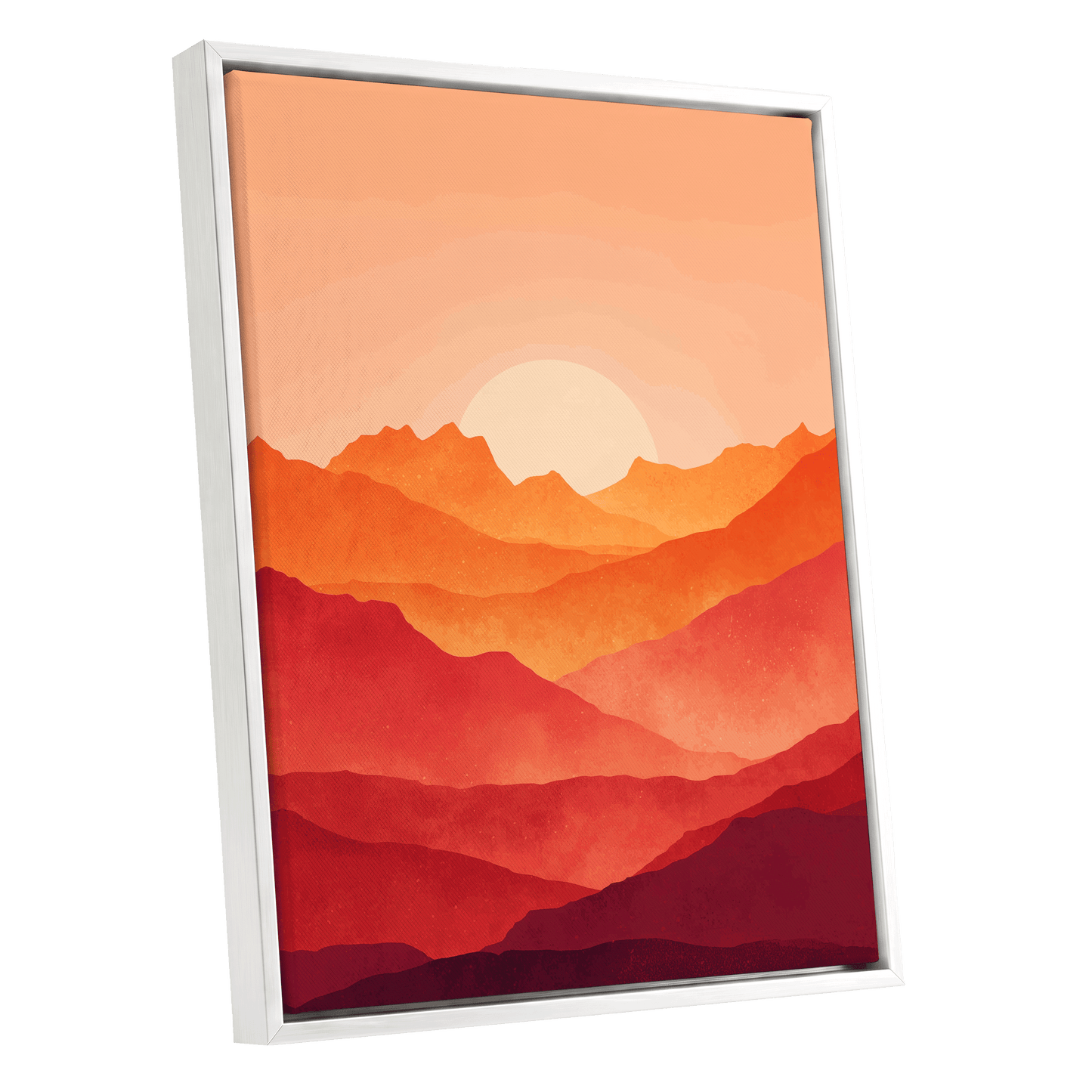 Ember Ridge Sunset – white framed canvas option