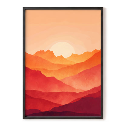 Ember Ridge Sunset – orange, red, pink nature wall art, front view