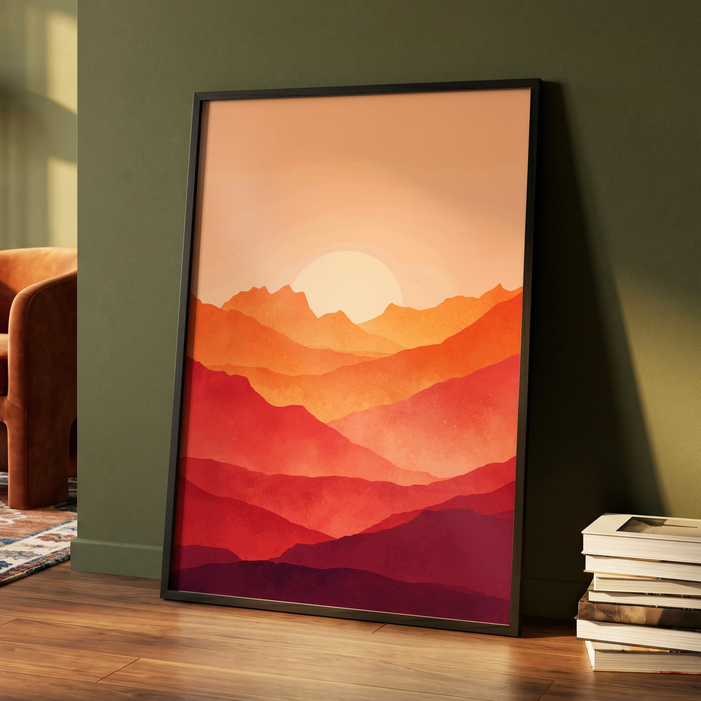 Ember Ridge Sunset – wall art displayed in a styled interior, gallery view 4