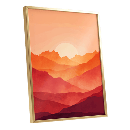 Ember Ridge Sunset – gold framed poster option