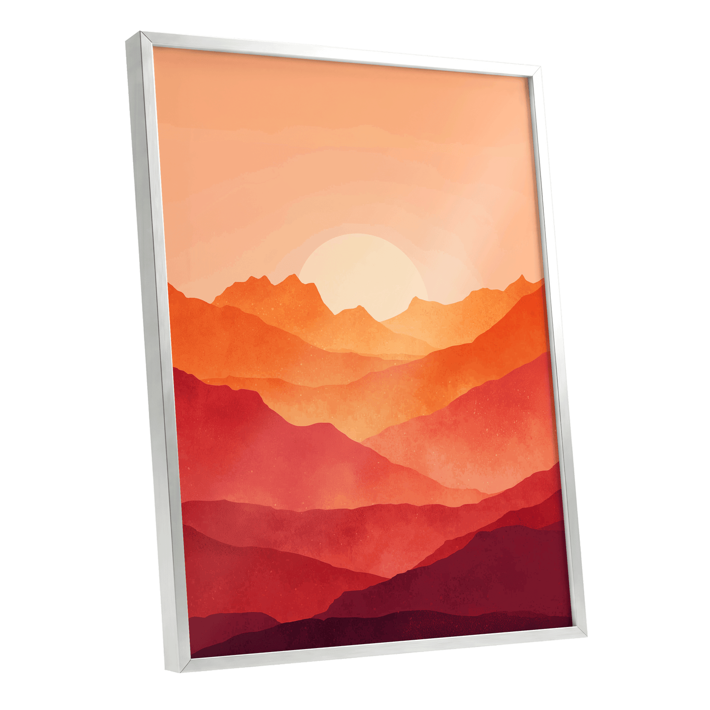 Ember Ridge Sunset – silver framed poster option