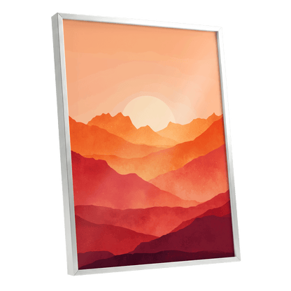Ember Ridge Sunset – silver framed poster option