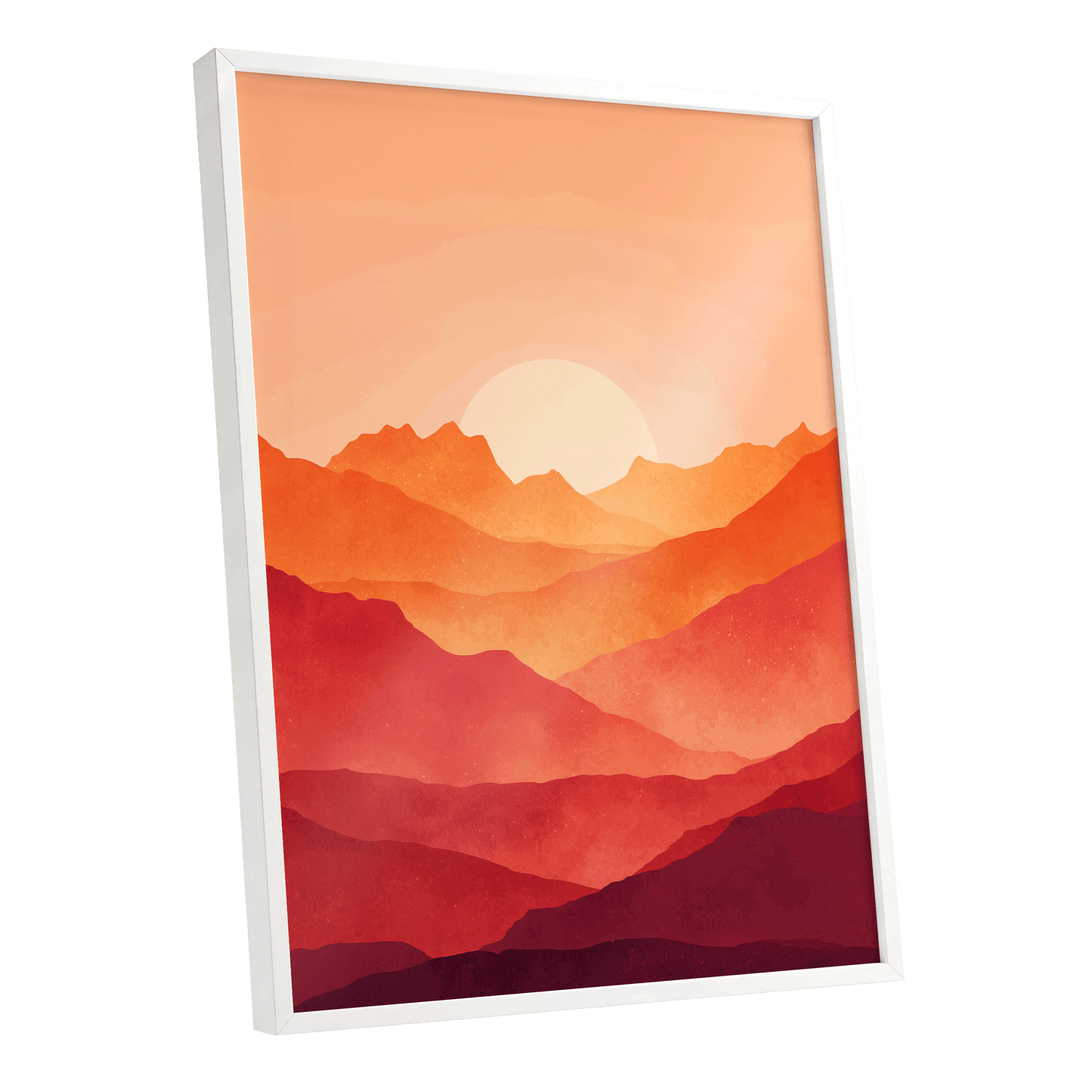 Ember Ridge Sunset – white framed poster option