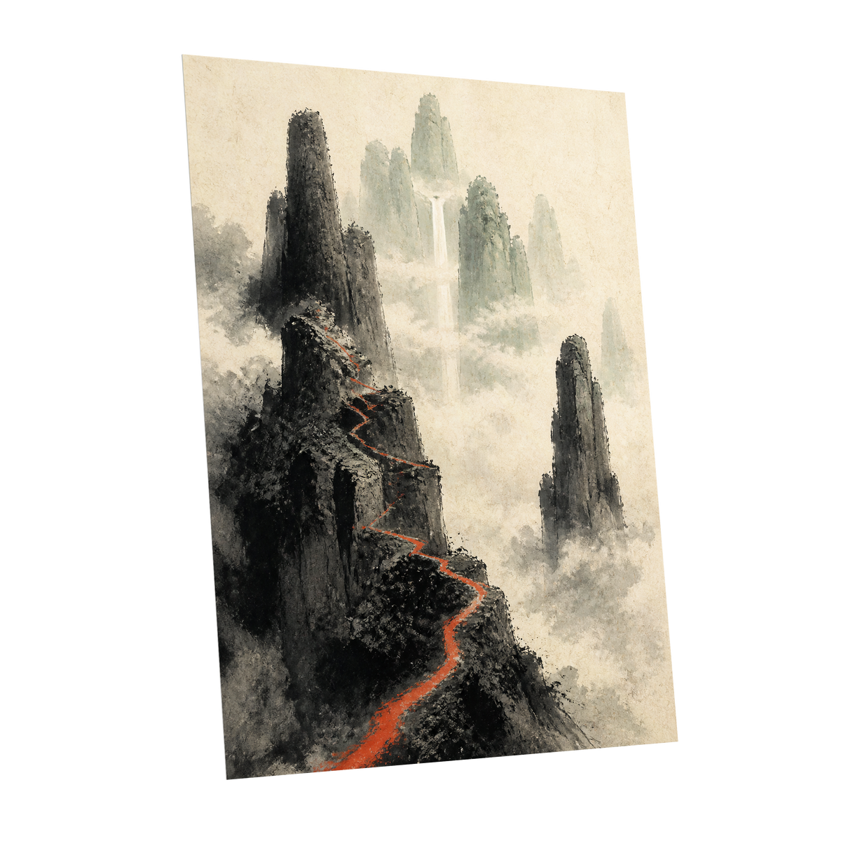 Ember Ridge, black, gray, beige nature wall art shown as a unframed poster wall art print