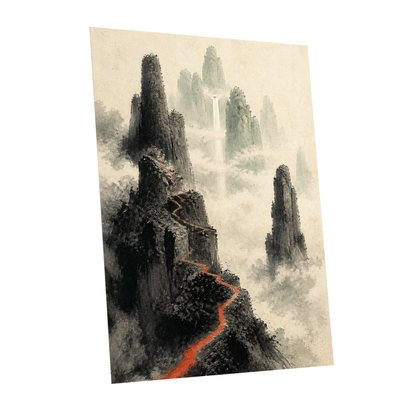 Ember Ridge, black, gray, beige nature wall art shown as a unframed poster wall art print