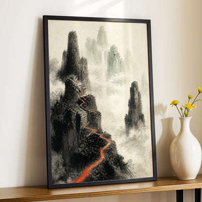 Ember Ridge, black, gray, beige nature wall art displayed in a styled interior, gallery view 2