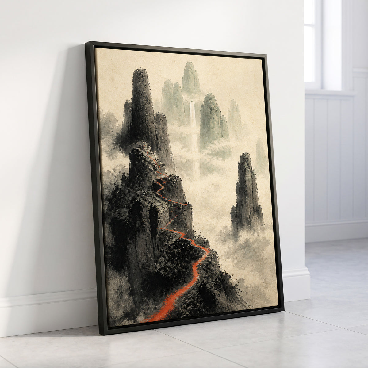 Ember Ridge, black, gray, beige nature wall art displayed in a styled interior, gallery view 4
