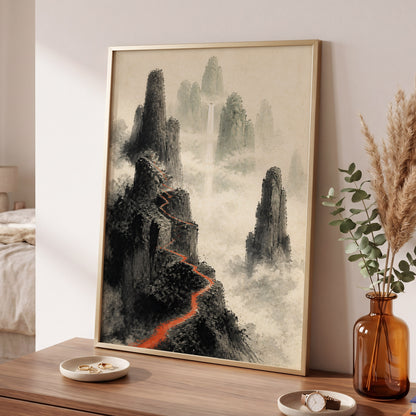 Ember Ridge, black, gray, beige nature wall art displayed in a styled interior, gallery view 6