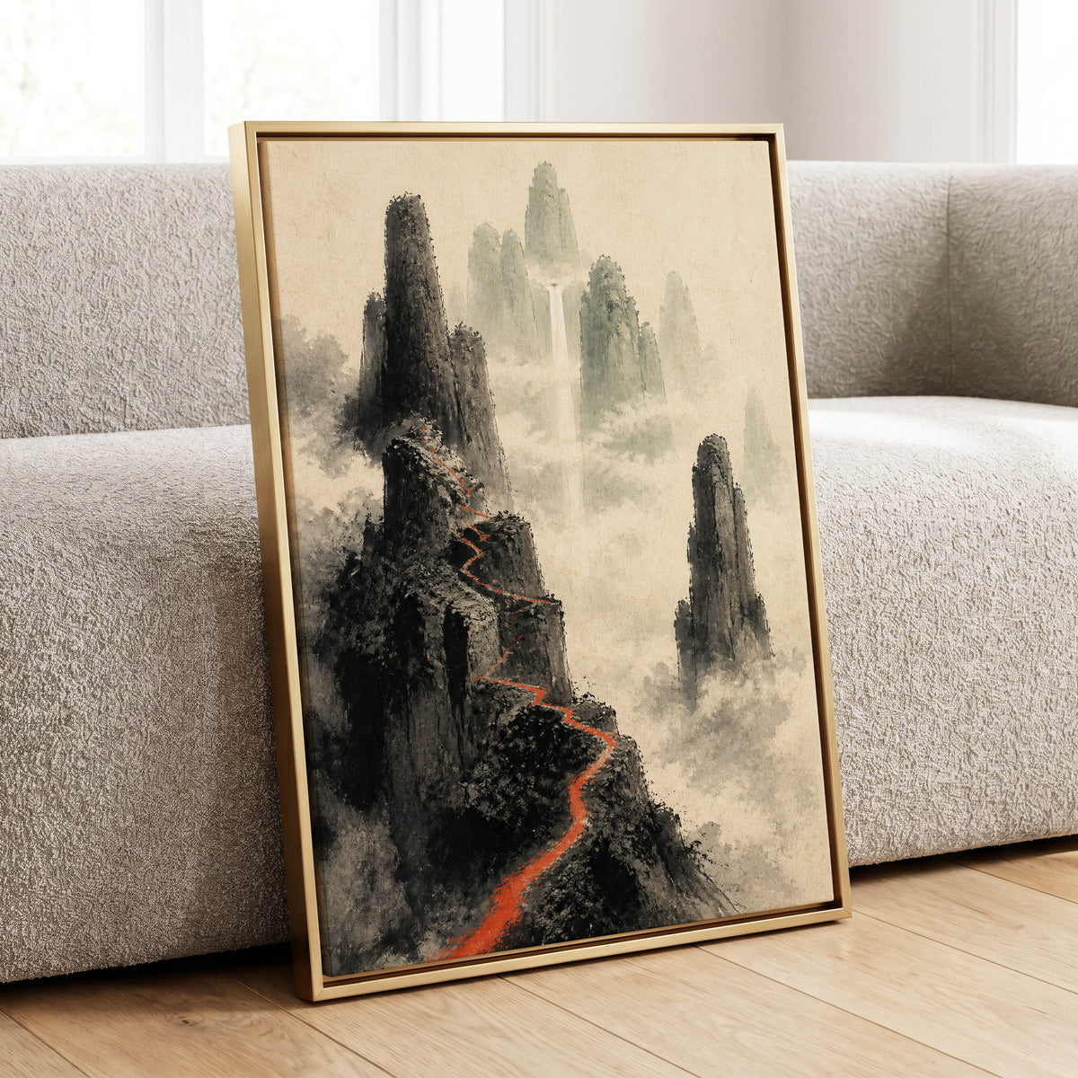 Ember Ridge, black, gray, beige nature wall art displayed in a styled interior, gallery view 8