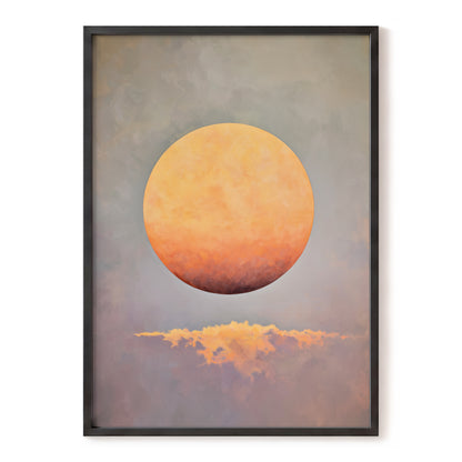 Ember Sphere, orange, gold, gray nature wall art, front artwork view