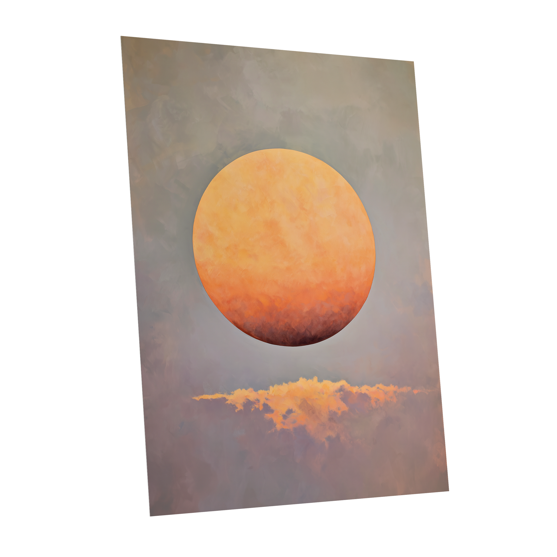 Ember Sphere, orange, gold, gray nature wall art shown as a unframed poster wall art print