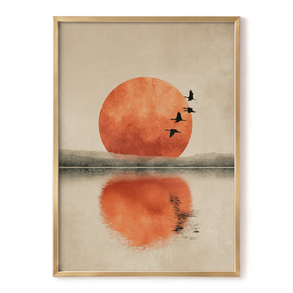 Ember Sun Passage, beige, orange, red nature wall art, front artwork view