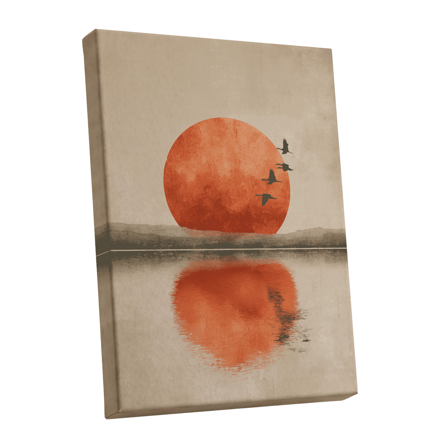 Ember Sun Passage, beige, orange, red nature wall art shown as a stretched canvas wall art
