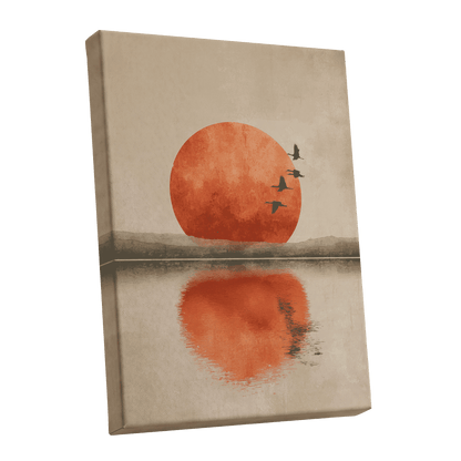 Ember Sun Passage, beige, orange, red nature wall art shown as a stretched canvas wall art