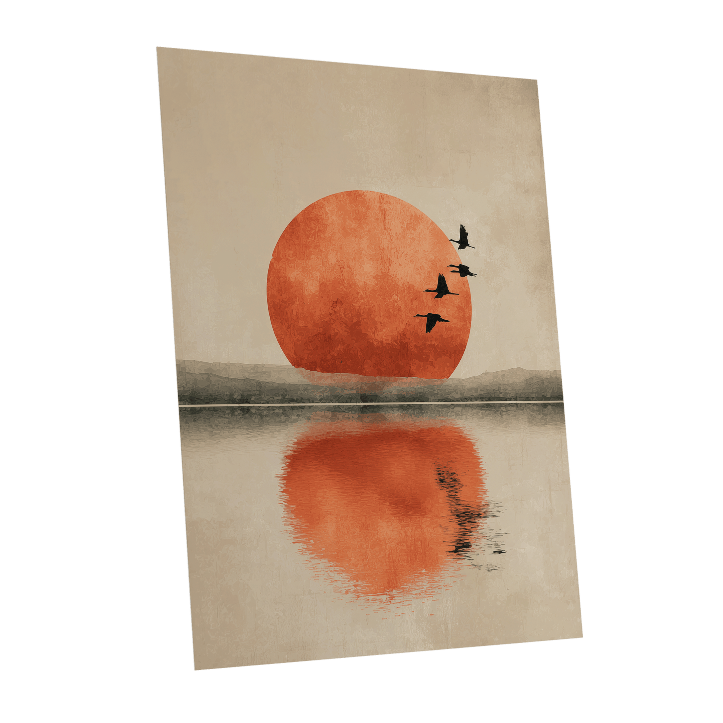 Ember Sun Passage, beige, orange, red nature wall art shown as a unframed poster wall art print