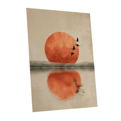 Ember Sun Passage, beige, orange, red nature wall art shown as a unframed poster wall art print