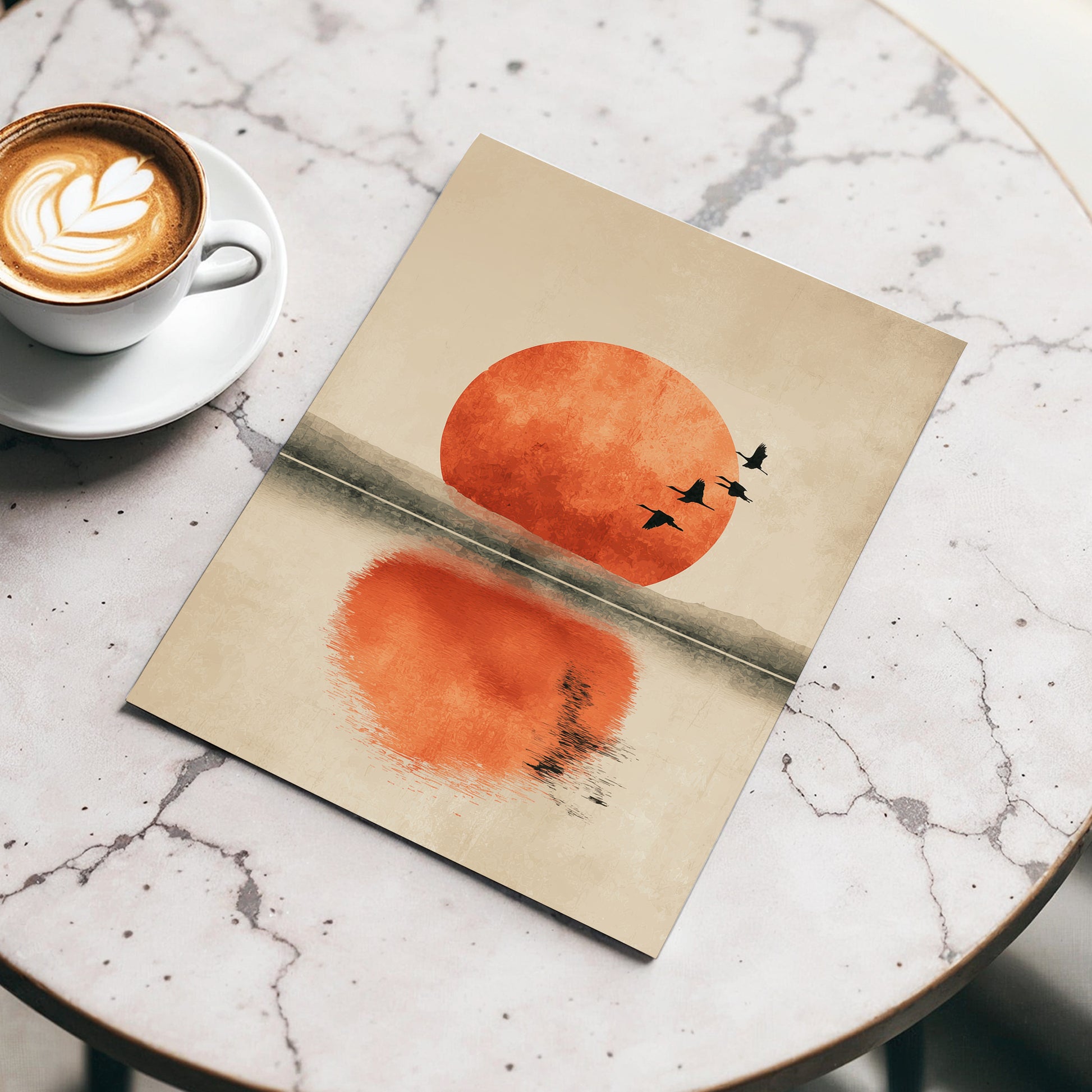 Ember Sun Passage, beige, orange, red nature wall art displayed in a styled interior, gallery view 3