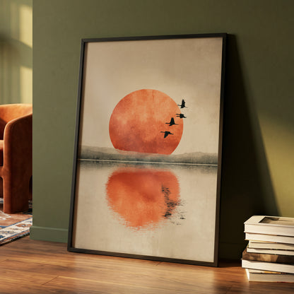 Ember Sun Passage, beige, orange, red nature wall art displayed in a styled interior, gallery view 4