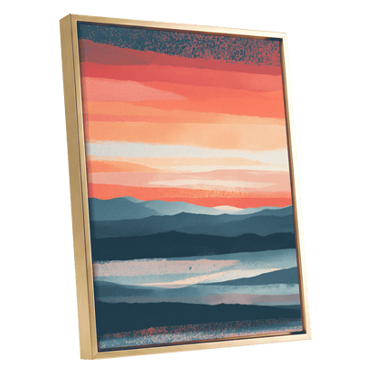 Ember Tide – gold framed canvas option