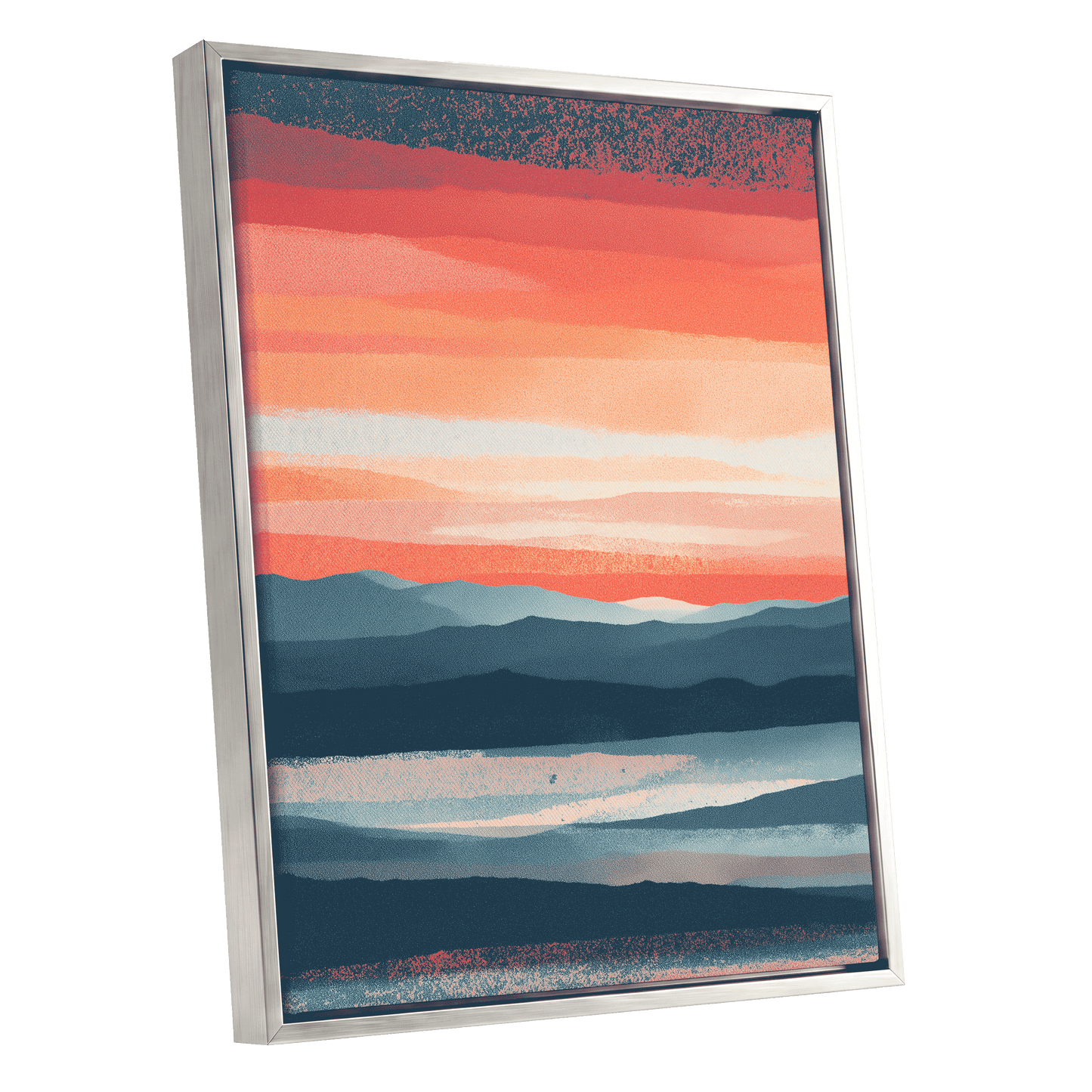Ember Tide – silver framed canvas option