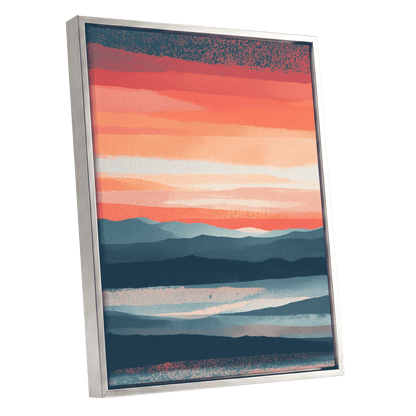 Ember Tide – silver framed canvas option