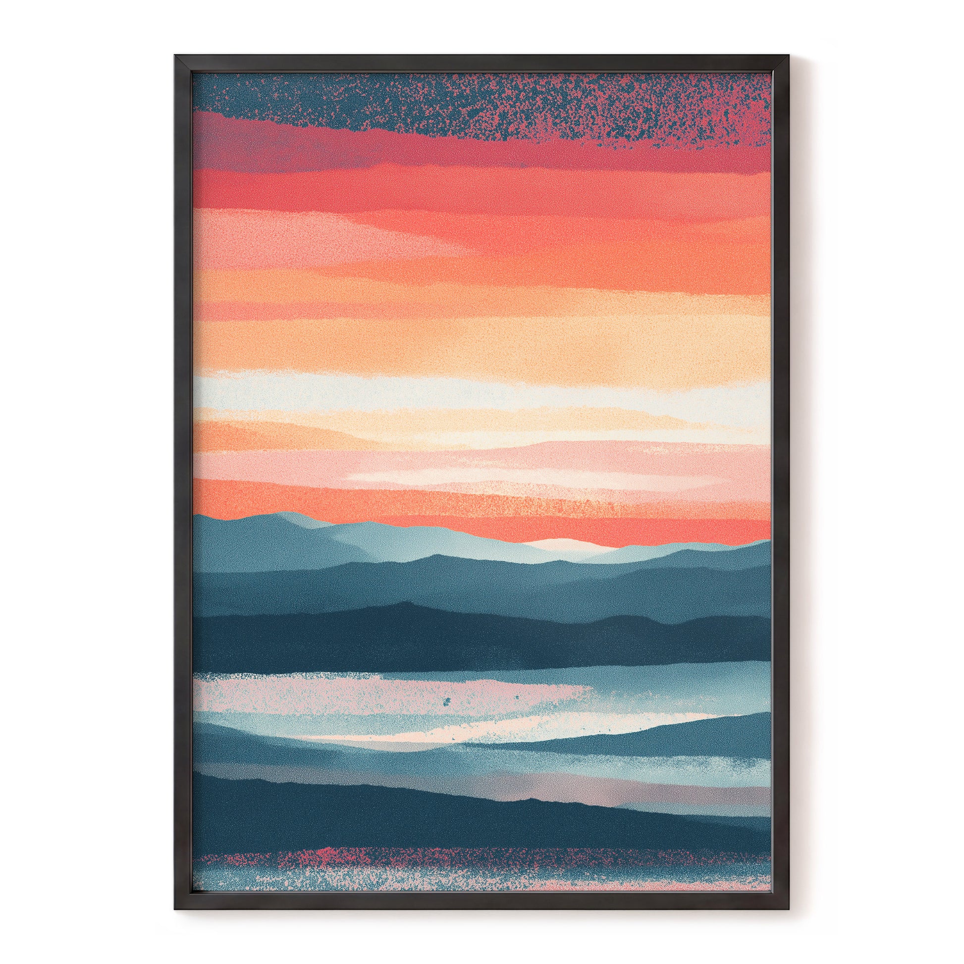 Ember Tide – blue, orange, pink nature wall art, front view
