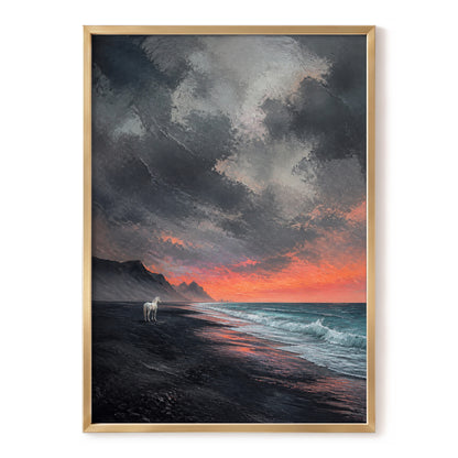 Ember Tide, black, gray, orange nature wall art, front artwork view