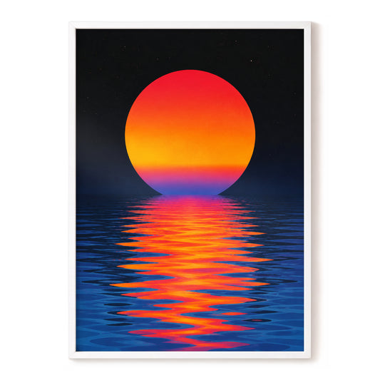 Ember Tide, black, blue, orange nature wall art, front artwork view