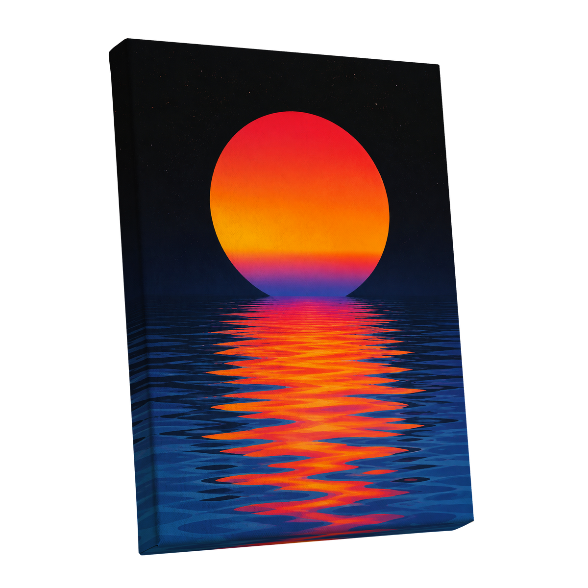 Ember Tide, black, blue, orange nature wall art shown as a stretched canvas wall art