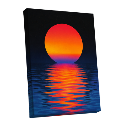 Ember Tide, black, blue, orange nature wall art shown as a stretched canvas wall art