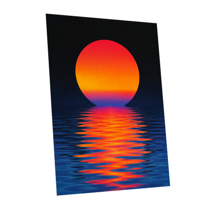 Ember Tide, black, blue, orange nature wall art shown as a unframed poster wall art print