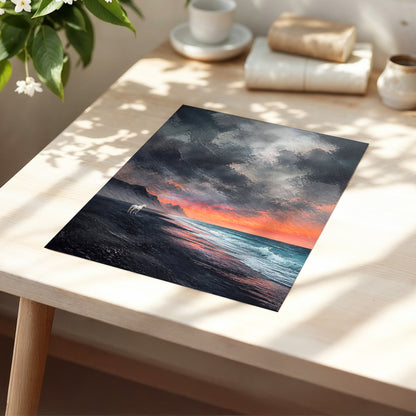 Ember Tide, black, gray, orange nature wall art displayed in a styled interior, gallery view 1