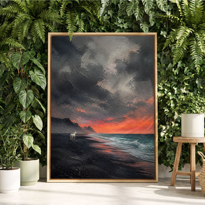 Ember Tide, black, gray, orange nature wall art displayed in a styled interior, gallery view 2