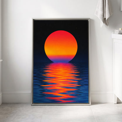 Ember Tide, black, blue, orange nature wall art displayed in a styled interior, gallery view 4