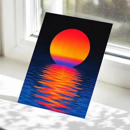 Ember Tide, black, blue, orange nature wall art displayed in a styled interior, gallery view 5
