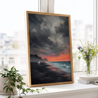 Ember Tide, black, gray, orange nature wall art displayed in a styled interior, gallery view 5