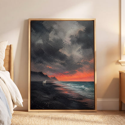 Ember Tide, black, gray, orange nature wall art displayed in a styled interior, gallery view 6