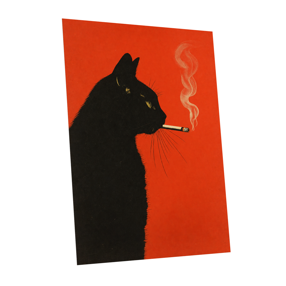 Ember Whiskers, black, orange, beige minimalist wall art shown as a unframed poster wall art print