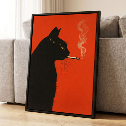 Ember Whiskers, black, orange, beige minimalist wall art displayed in a styled interior, gallery view 4
