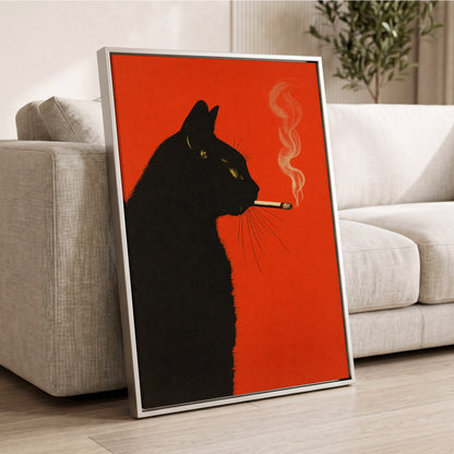 Ember Whiskers, black, orange, beige minimalist wall art displayed in a styled interior, gallery view 8